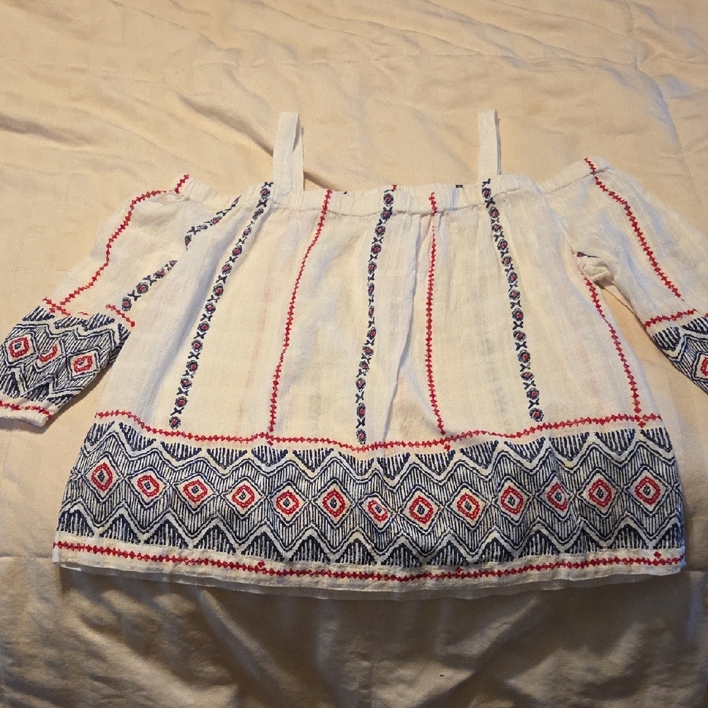 Boho Off-Shoulder Top with Embroidery